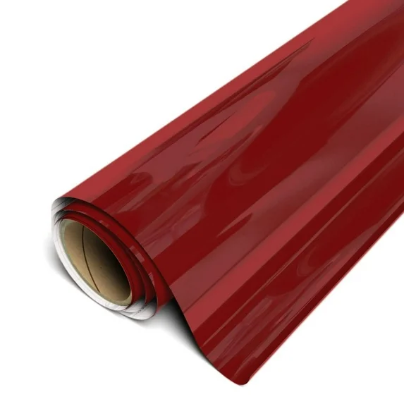 Roll of red vinyl wrap on a white background