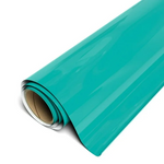 Roll of teal vinyl wrap on a white background