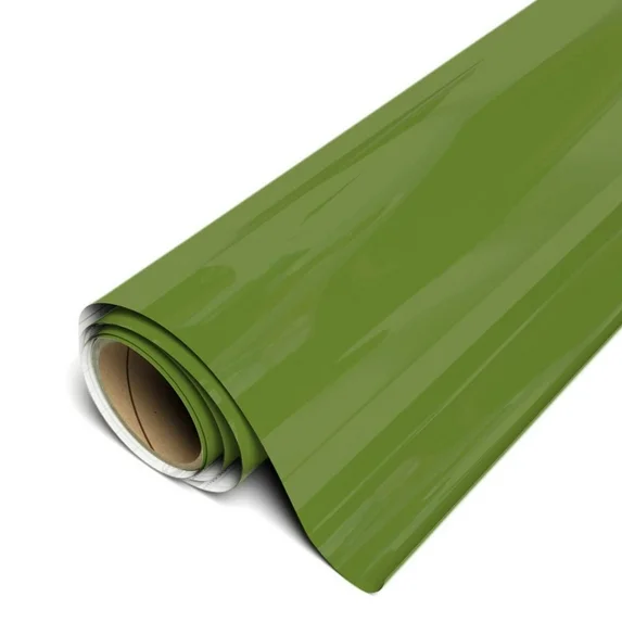 Roll of green vinyl wrap on a white background