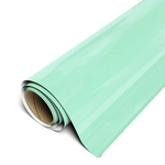Roll of mint green vinyl wrap on a white background