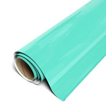 Roll of teal vinyl wrap on a white background