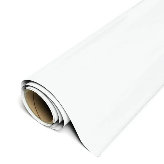 Roll of white vinyl wrap on a white background