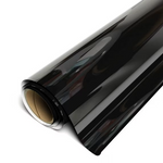 Roll of black vinyl wrap on a white background
