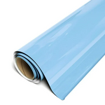 Roll of light blue vinyl wrap on a white background