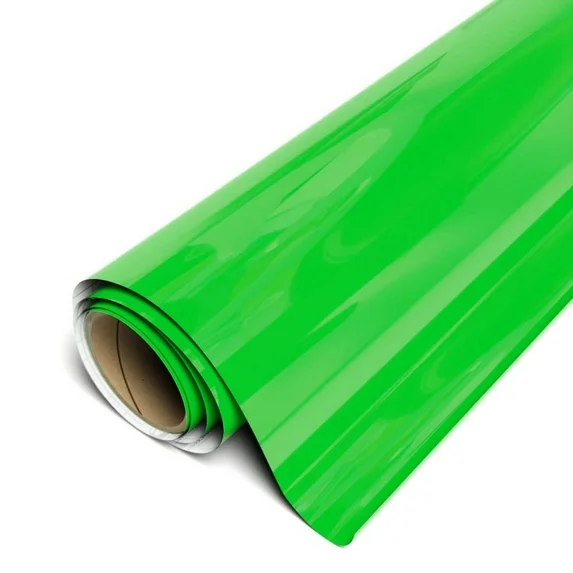 Roll of green vinyl wrap on a white background