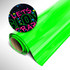 Roll of green vinyl with a circular sticker reading 'Let's Glow Crazy' on a white background