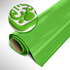 Roll of green vinyl wrap with detail emphasis on a white background