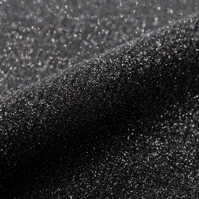 Close-up of black glittery vinyl