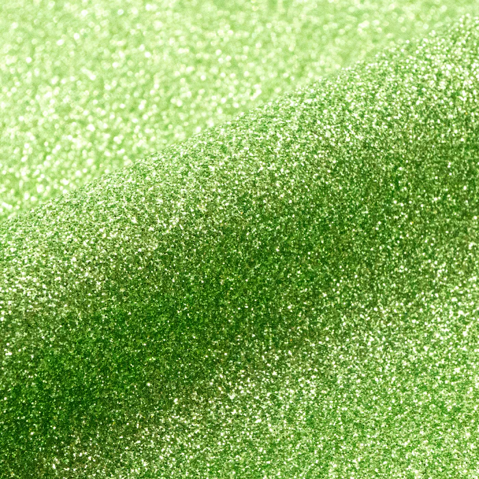 Close-up of green glittery vinyl