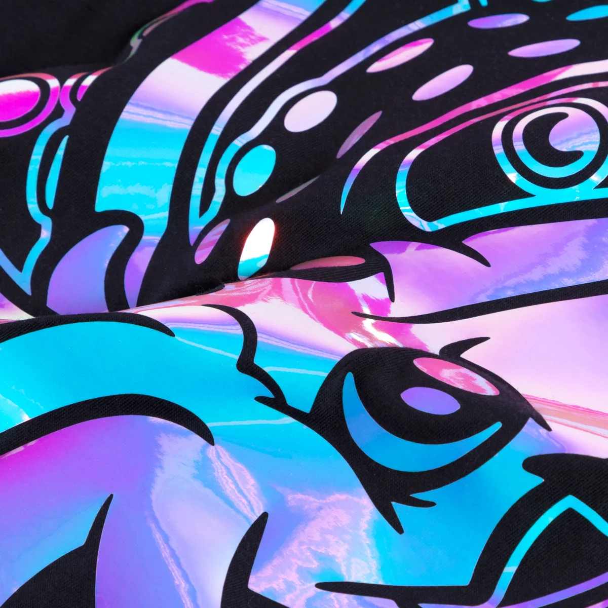 Colorful abstract design with black outlines on a multicolored background