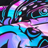 Colorful abstract design with black outlines on a multicolored background