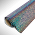 Roll of colorful glittery vinyl on a white background