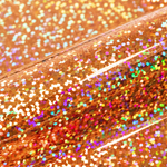 Close up of an orange glittery vinyl roll