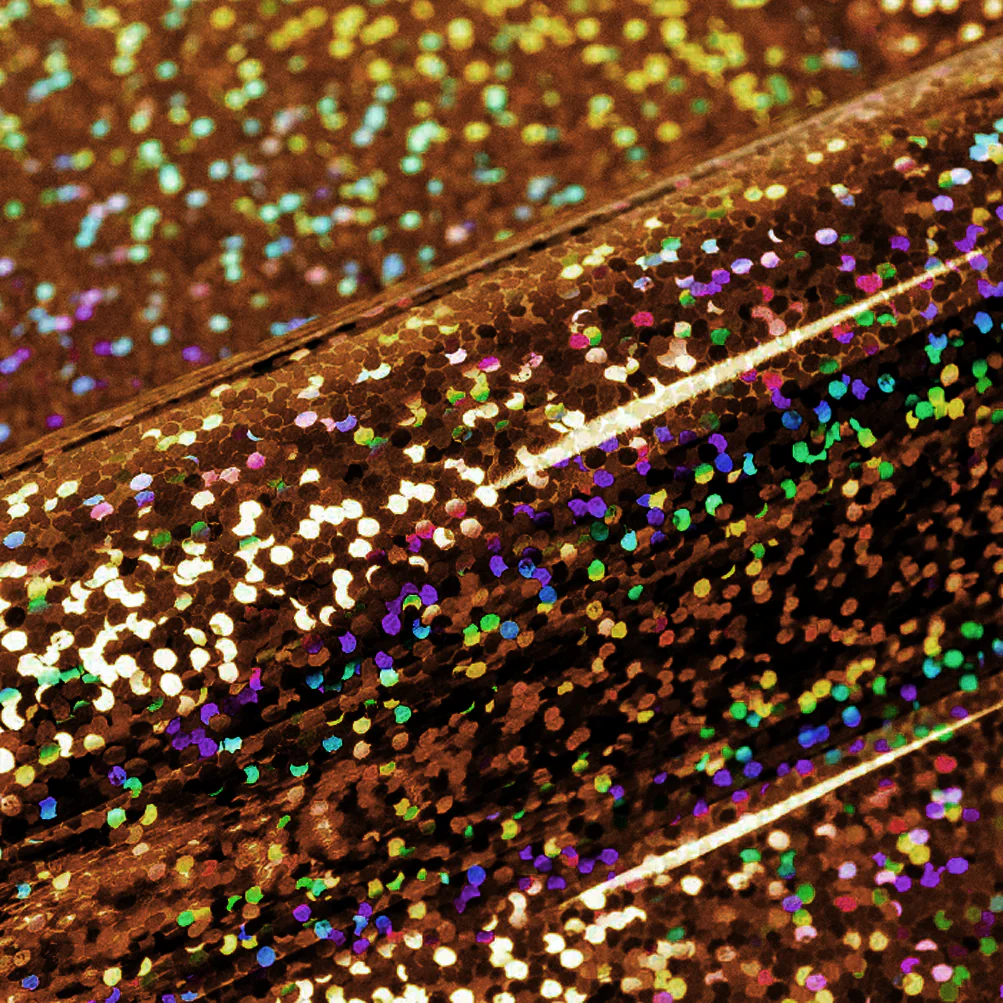 Close-up of multicolored vinyl with a brown base.