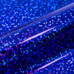 Close-up of a blue glittery holographic vinyl