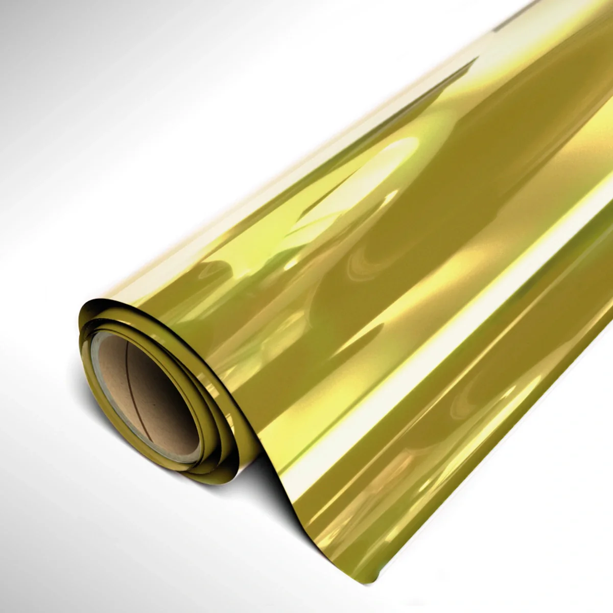 Roll of yellow reflective vinyl on a white background