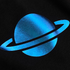 Blue planet with rings on a black background