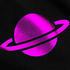 Purple planet with a ring on a black background