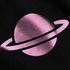 Pink planet with rings on a black background