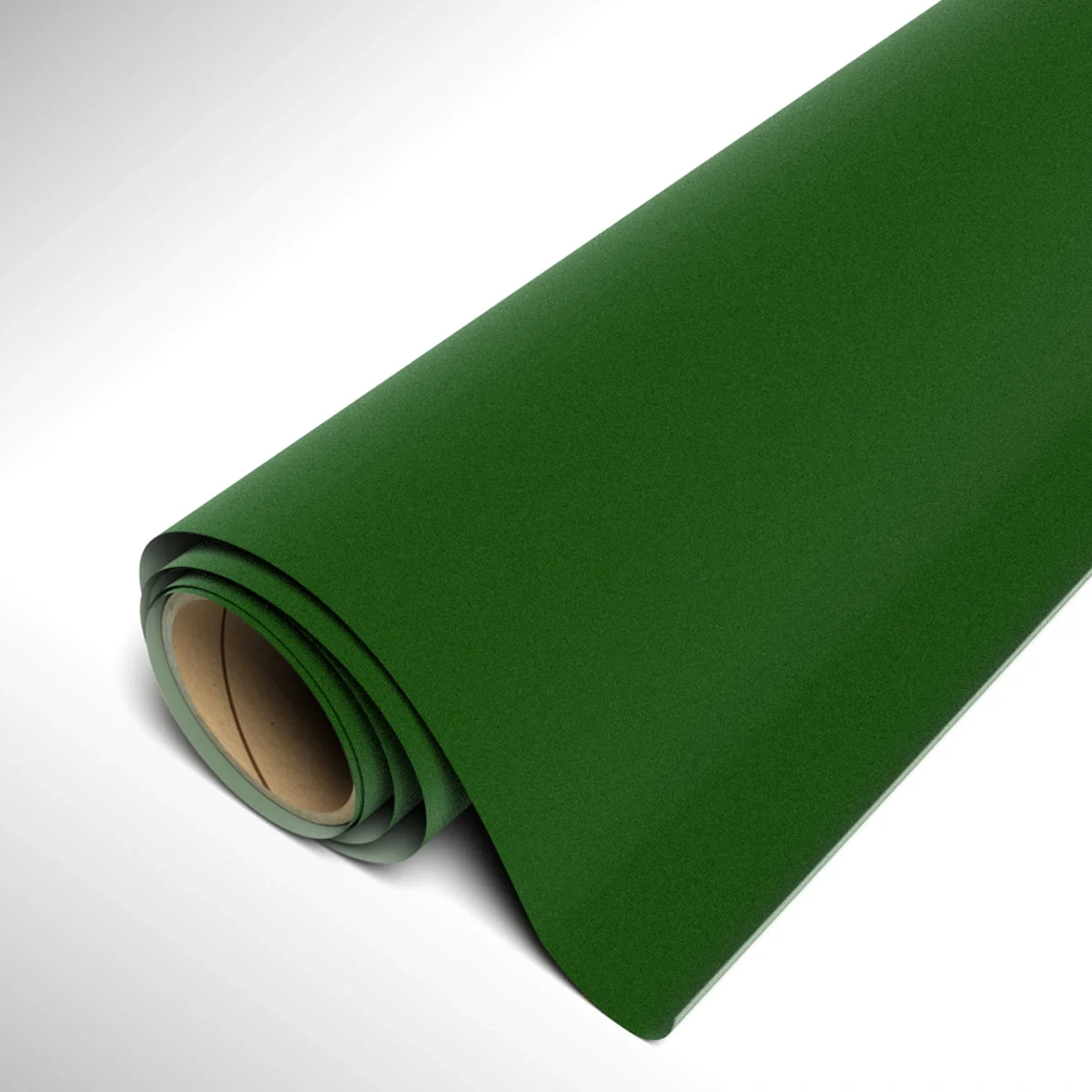 Roll of green flocked vinyl on a white background