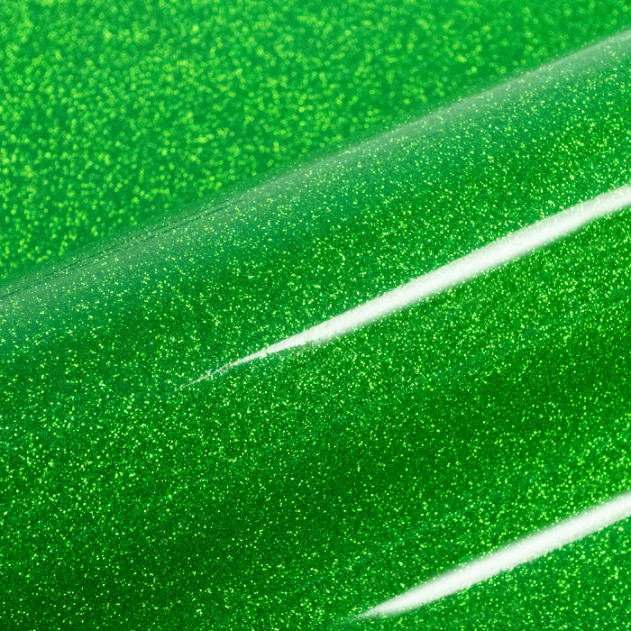 Close-up of green glittery vinyl
