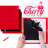 Cricut cutting machine with materials and a 'Cherry Lipgloss' design on a white background