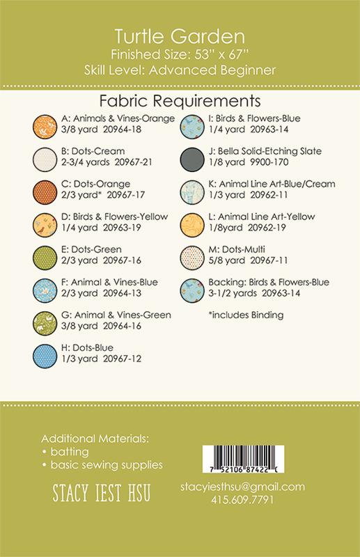 Stacy Iest Hsu Designs Turtle Garden Animal Park Fun Quilt Pattern SIH-116