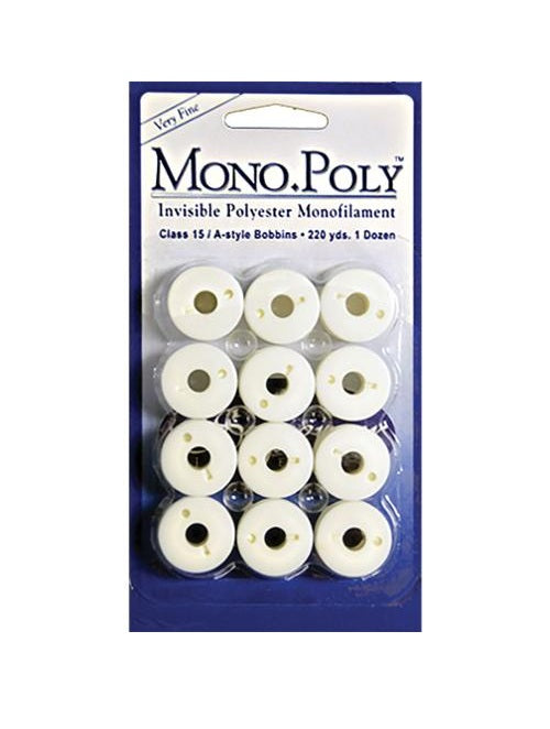 Superior Threads MonoPoly Invisible Polyester Monofilament Bobbins Class 15 / Style A 12pk 119-C15-CLEAR