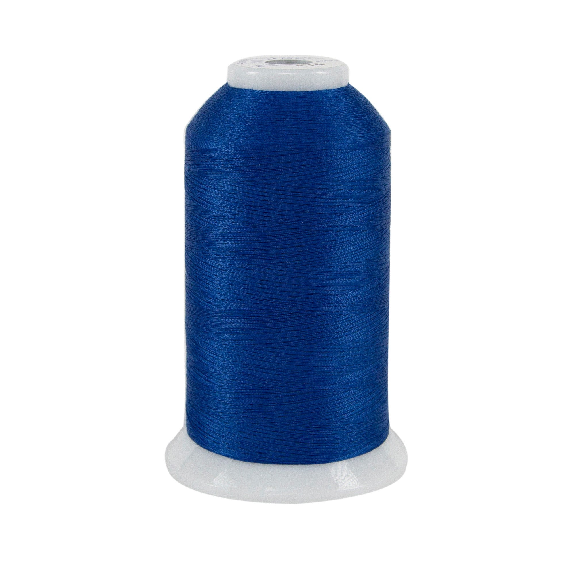 Spool of blue thread on a white background