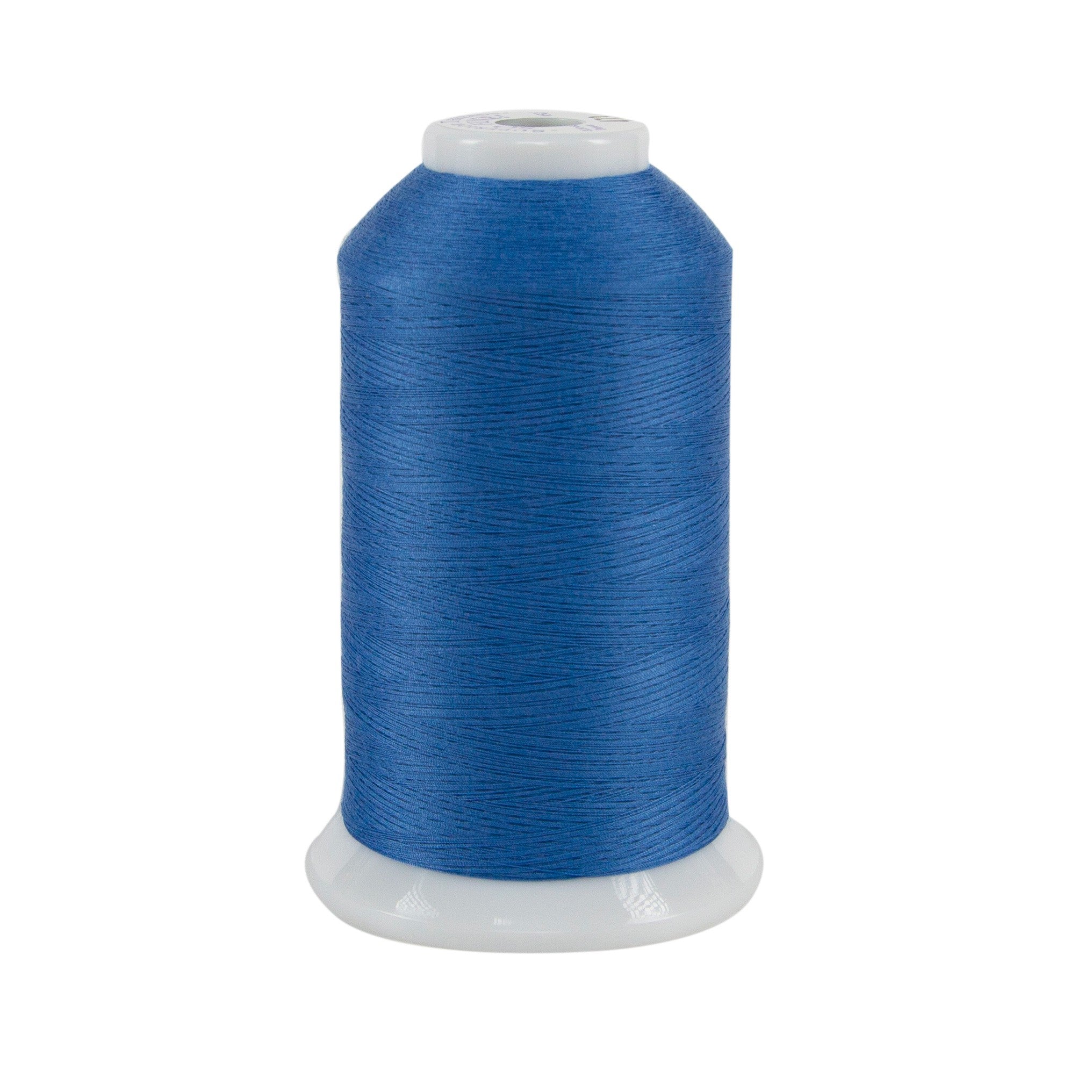 Spool of blue thread on a white background