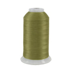 Spool of green thread on a white background