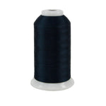 Spool of dark blue thread on a white background