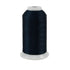 Spool of dark blue thread on a white background