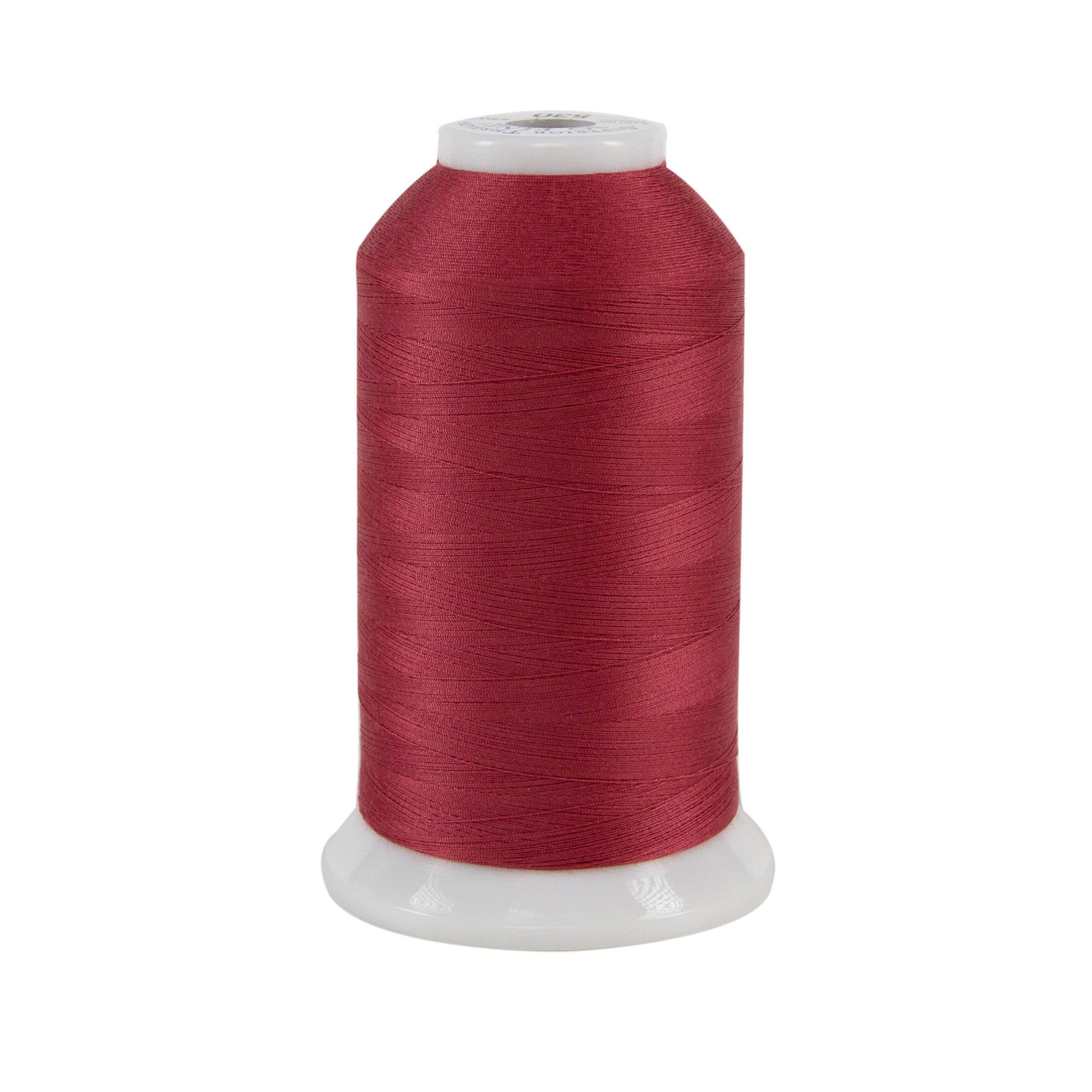 Spool of red thread on a white background
