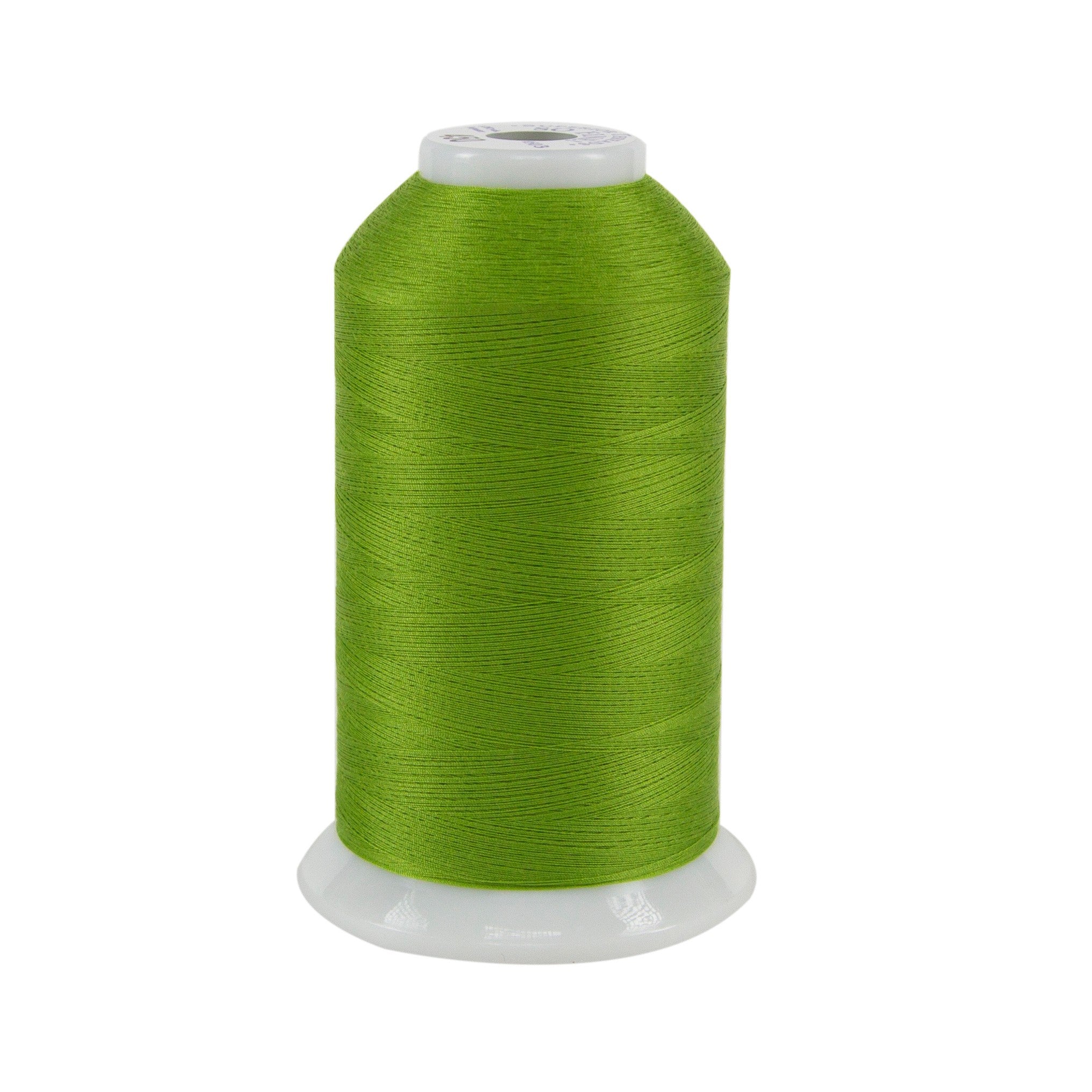 Spool of green thread on a white background
