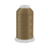 Spool of brown thread on a white background