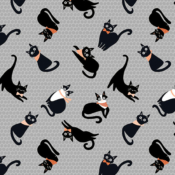 Fabric Lumin Tide + Loom Gray Kitties Kitties in the Conservatory by the Quarter Yard T105-002-994