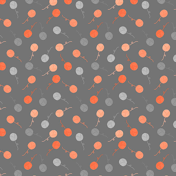 Fabric Lumin Tide + Loom Dark Gray Yarn Kitties in the Conservatory by the Quarter Yard T105-003-949