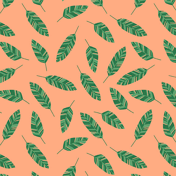 Fabric Lumin Tide + Loom Coral Leaves Kitties in the Conservatory by the Quarter Yard T105-004-488