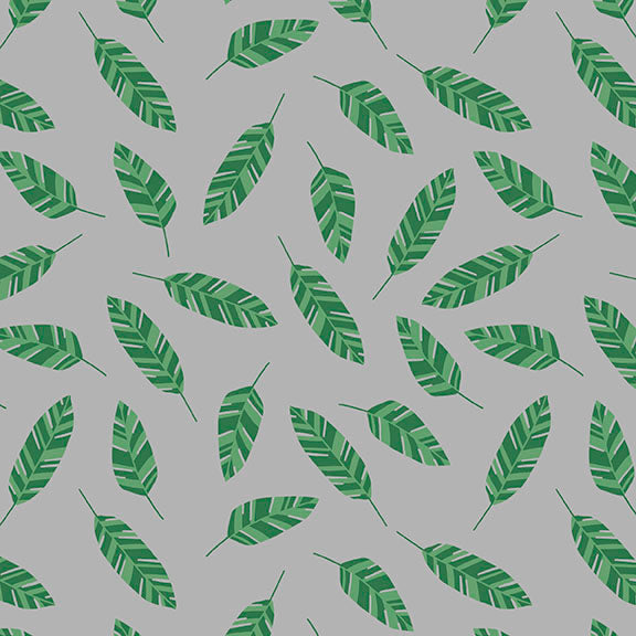 Fabric Lumin Tide + Loom Gray Leaves Kitties in the Conservatory by the Quarter Yard T105-004-988