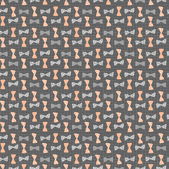 Fabric Lumin Tide + Loom Dark Gray Bowties Kitties in the Conservatory by the Quarter Yard T105-005-949