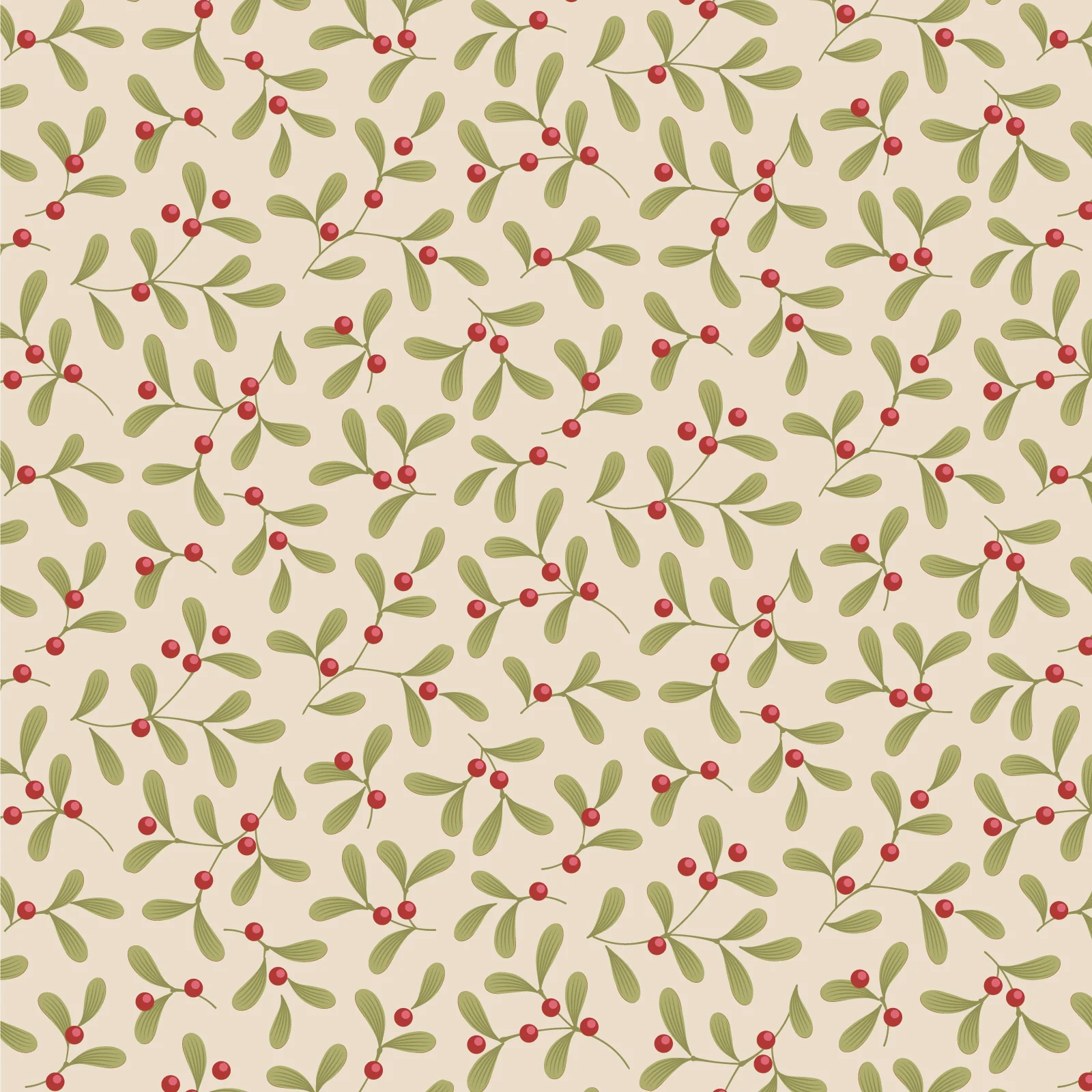 Fabric Tilda Cream Mistletoe Merry Little Christmas by the Quarter Yard TIL100639