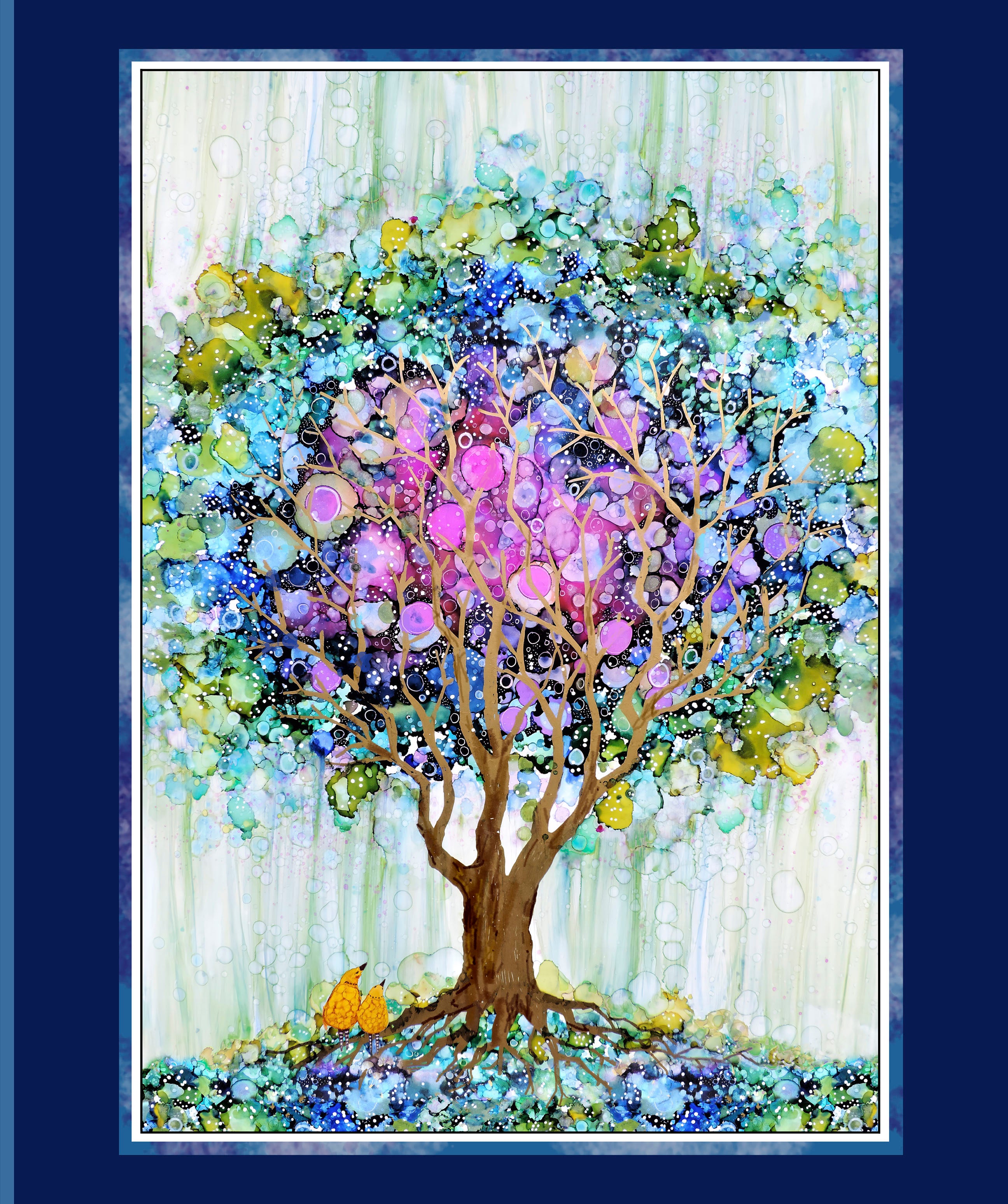Fabric P & B Textiles Multi Tree of Life Quilt Panel 6376-PA