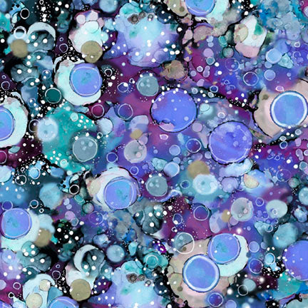 Fabric P & B Textiles Blue and Violet Abstract Allover Tree of Life by the Quarter Yard 6379-BV