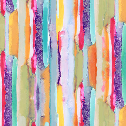 Fabric P & B Textiles Multi Vertical Paint Strokes Tree of Life by the Quarter Yard 6380-MU