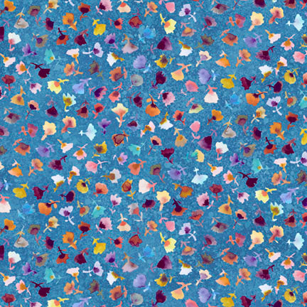 Fabric P & B Textiles Blue Tossed Flower Buds Tree of Life by the Quarter Yard 6381-B