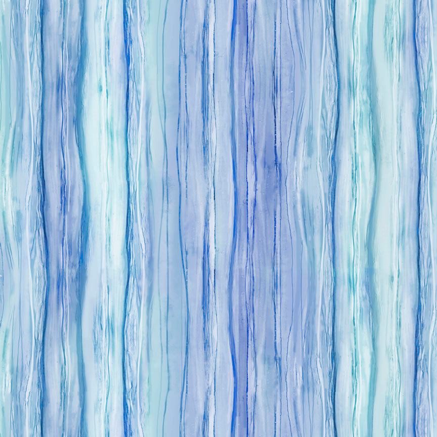 Fabric P & B Textiles Blue and Turquoise Ombre Water Stripe Tree of Life by the Quarter Yard 6382-BT