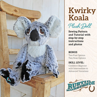 The Rustic Horseshoe Kwirky Koala Stuffable Sewing Pattern PATTRN-8042L