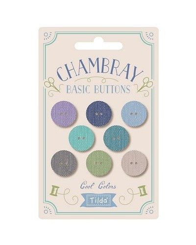 Tilda Cool Colors 8pc 16mm Chambray Buttons TIL400044