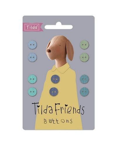 Tilda Friends Cool Colors 10pc 9mm Chambray Buttons TIL400051